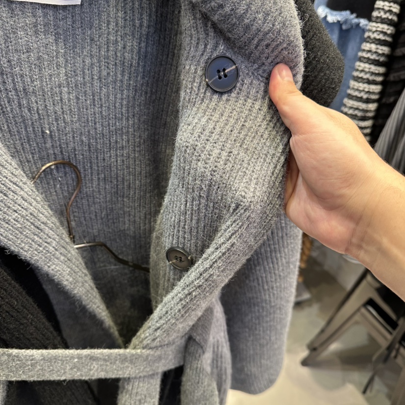 2MORROW東大門㊣實拍女士新品推薦長款風衣連帽針織衫含腰帶2MORROW長款風衣