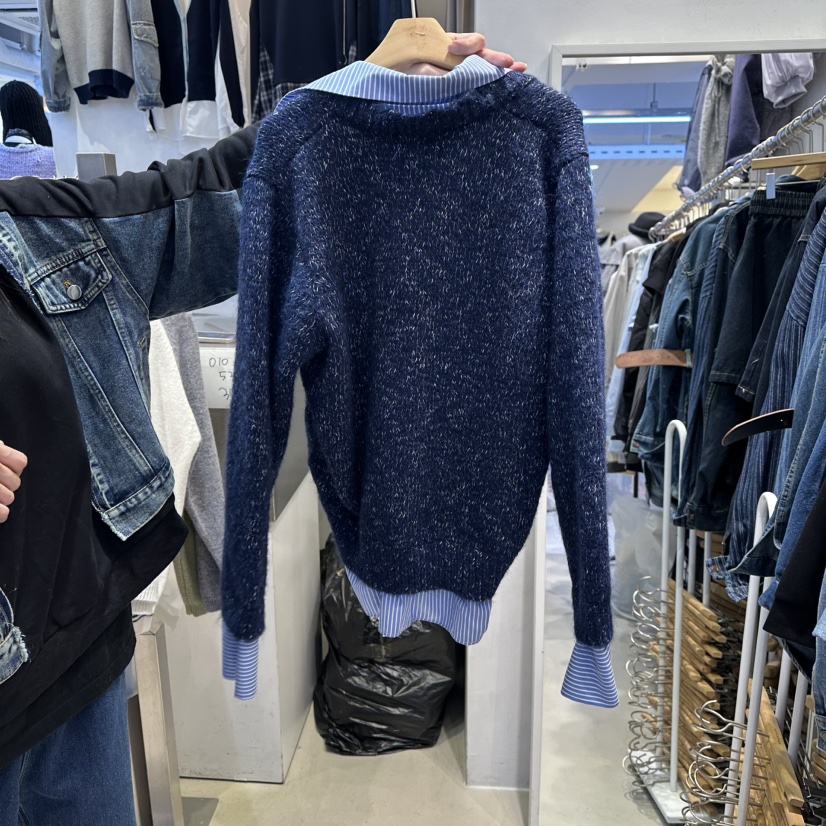 2MORROW東大門㊣代購女裝新品時尚推薦休閑針織衫假兩件紐扣2MORROW針織衫