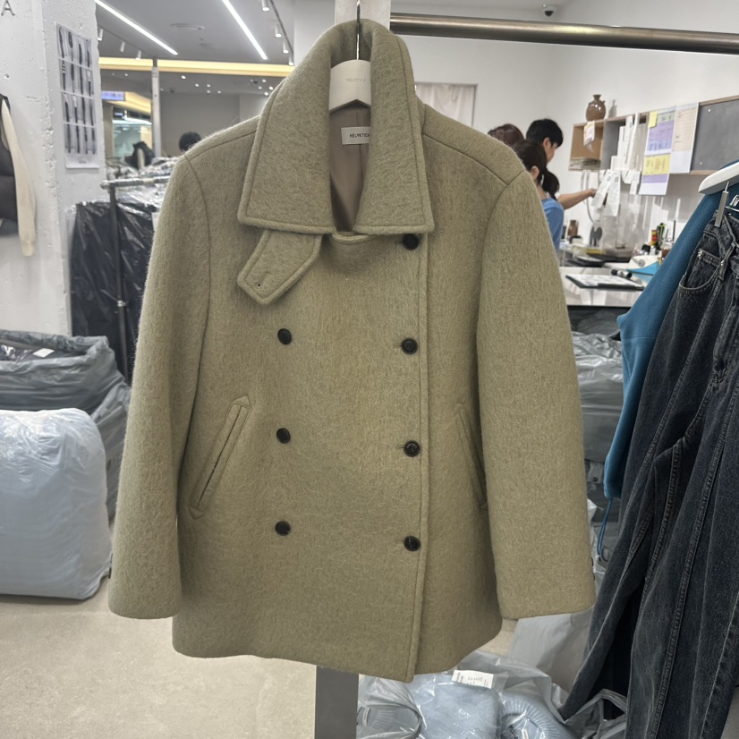 HELVETICA韓國直郵㊣女士新品職業人氣時尚短款大衣皮草雙層HELVETICA短款大衣