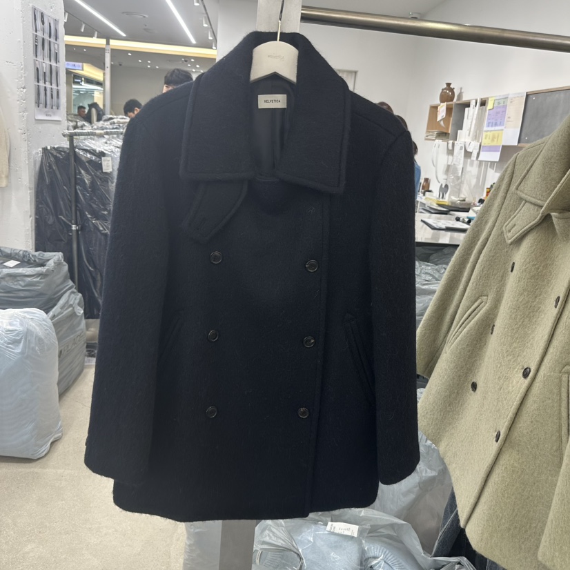 HELVETICA韓國直郵㊣女士新品職業人氣時尚短款大衣皮草雙層HELVETICA短款大衣圖色2