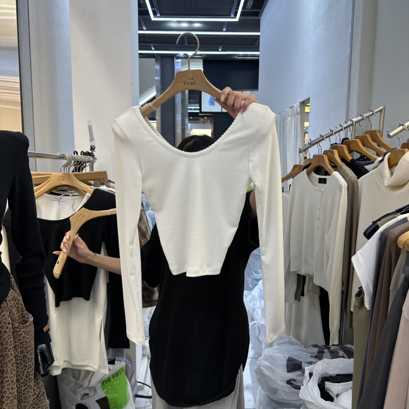 THE FIRST-Q韓國直郵㊣女裝新品時尚休閑推薦真品長袖T恤THE FIRST長袖T恤圖色1