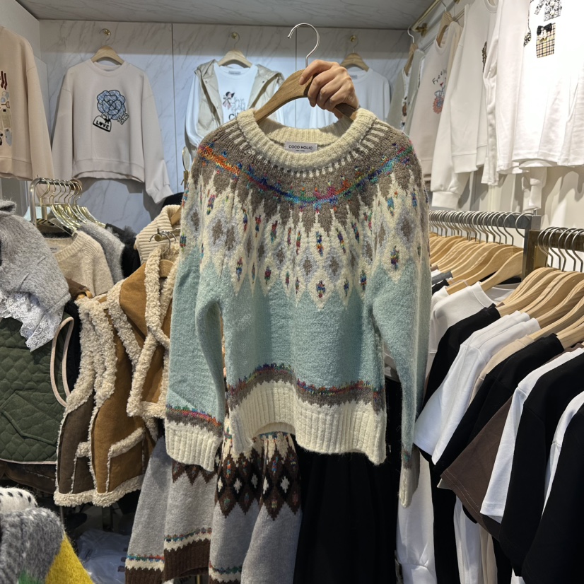 COCO HOLIC韓國直郵㊣女裝新款時尚25秋冬休閑人氣真品毛衣COCO HOLIC毛衣圖色2