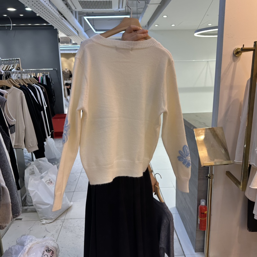 COCO HOLIC韓國直郵㊣女裝新品人氣25秋冬推薦針織衫花朵開衫COCO HOLIC針織衫