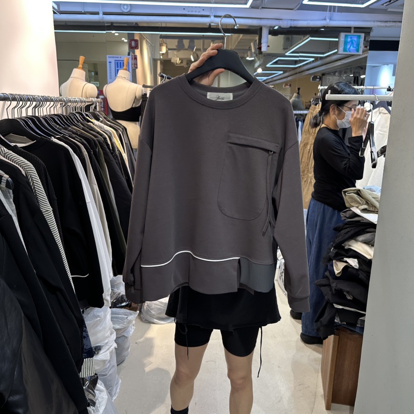 BAKHA東大門㊣代購女士新款時尚職業25秋冬休閑長袖T恤口袋BAKHA長袖T恤圖色2