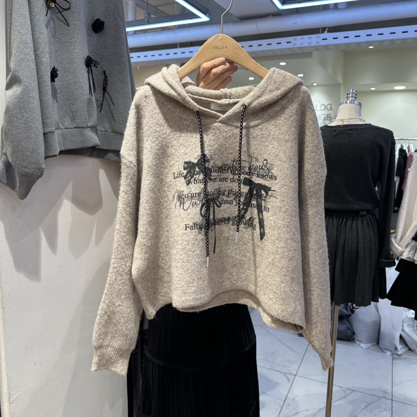BELITA東大門㊣實拍女士新品25秋冬人氣職業時尚休閑毛衣兜帽BELITA毛衣圖色2