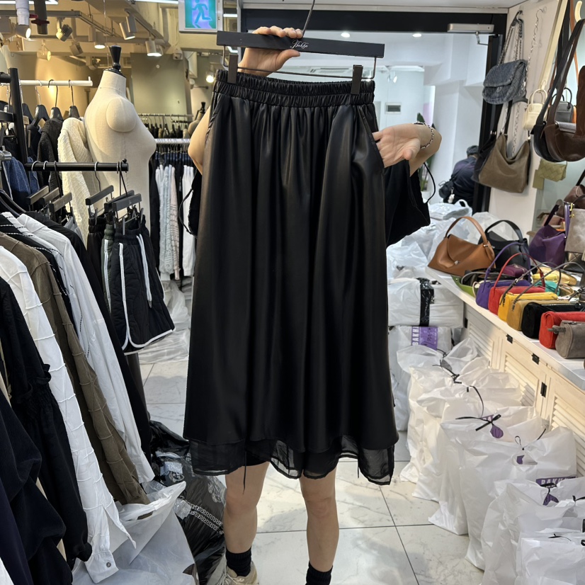 BAKHA東大門㊣直郵女裝新品時尚休閑推薦熱賣人氣25秋冬長裙皮革BAKHA長裙圖色3