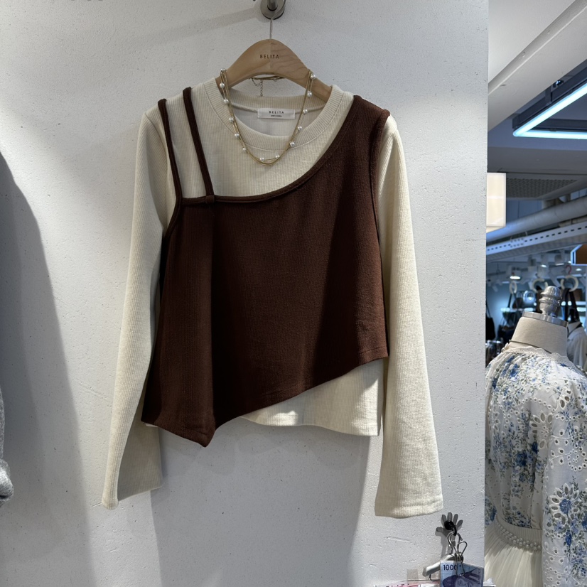BELITA東大門㊣實拍女士新款休閑時尚真品推薦長袖T恤假兩件BELITA長袖T恤圖色2