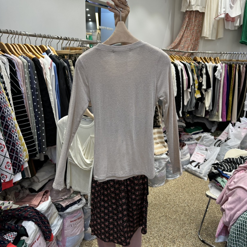 HAPPYBERRY東大門㊣直郵女裝新品時尚25秋冬長袖T恤天絲羊毛HAPPYBERRY長袖T恤