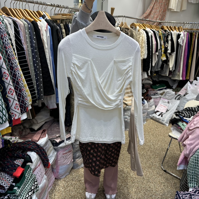 HAPPYBERRY東大門㊣直郵女裝新品時尚25秋冬長袖T恤天絲羊毛HAPPYBERRY長袖T恤圖色1