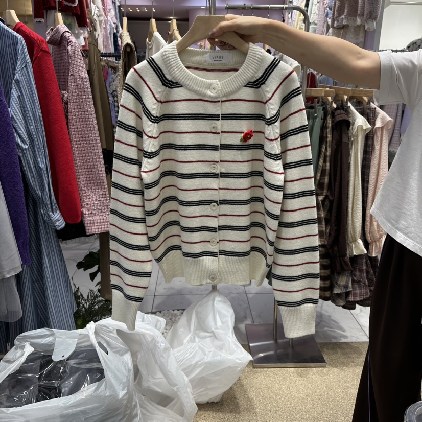 VIRUS東大門㊣實拍女士新款熱賣人氣25秋冬休閑真品針織衫開衫VIRUS針織衫圖色1