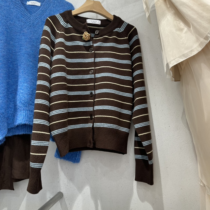VIRUS東大門㊣實拍女士新款熱賣人氣25秋冬休閑真品針織衫開衫VIRUS針織衫圖色2