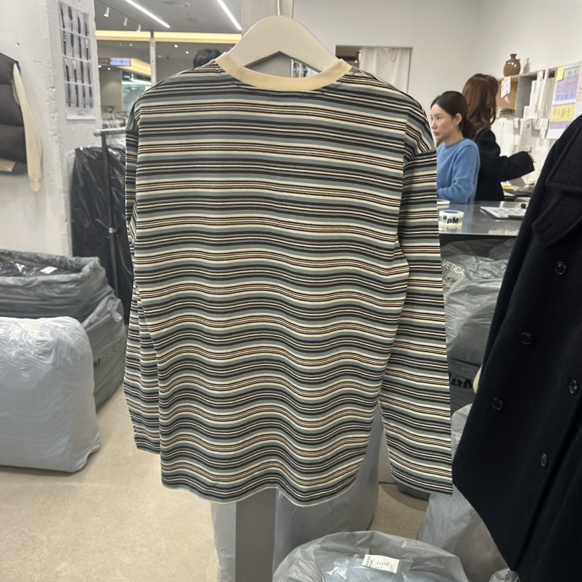 HELVETICA韓國直郵㊣女士新品推薦人氣25秋冬真品長袖T恤條紋HELVETICA長袖T恤