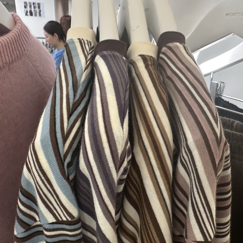 HELVETICA韓國直郵㊣女士新品推薦人氣25秋冬真品長袖T恤條紋HELVETICA長袖T恤
