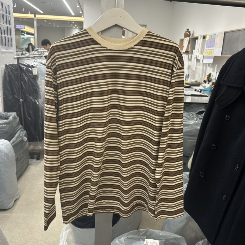 HELVETICA韓國直郵㊣女士新品推薦人氣25秋冬真品長袖T恤條紋HELVETICA長袖T恤圖色3