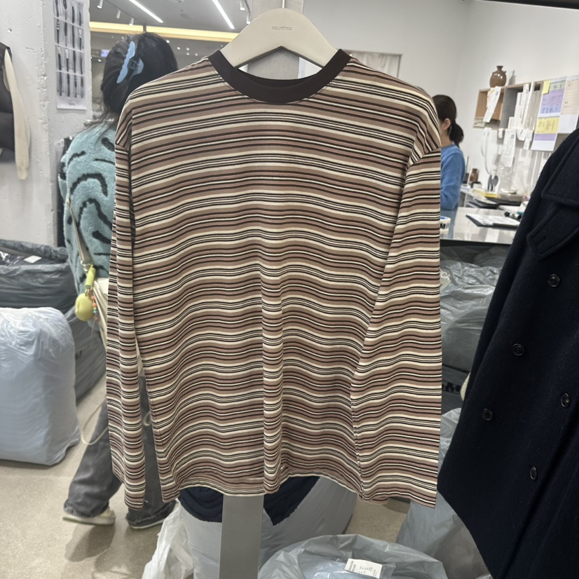 HELVETICA韓國直郵㊣女士新品推薦人氣25秋冬真品長袖T恤條紋HELVETICA長袖T恤圖色4