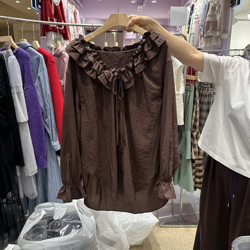 VIRUS東大門㊣代購女裝新款真品職業熱賣推薦襯衫蕾絲衫荷葉邊VIRUS襯衫/蕾絲衫圖色2