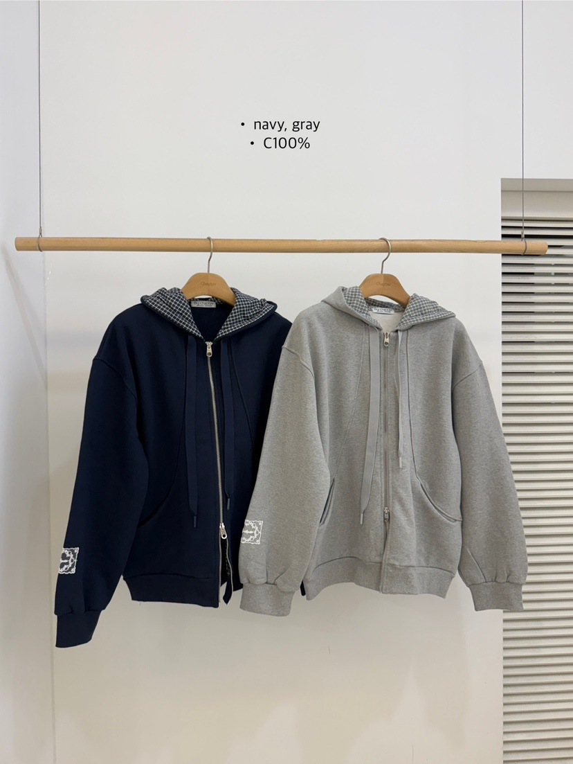 BY CHAPTER韓國代購㊣女士新品推薦真品夾克連帽拉鏈衫格紋BY Chapter夾克