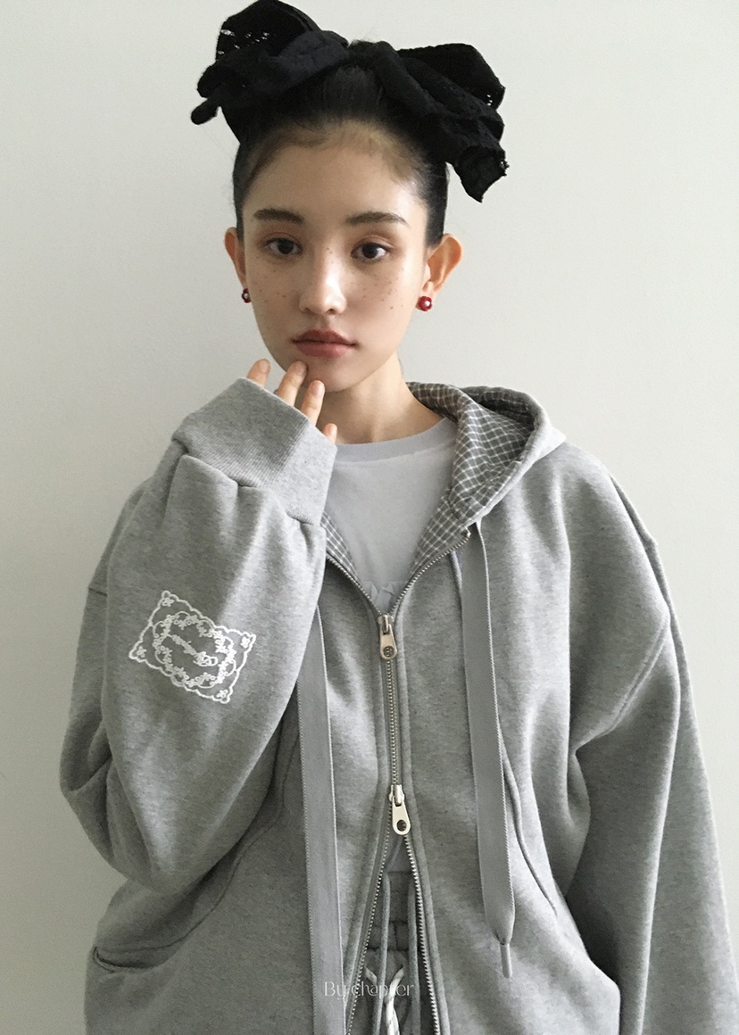 BY CHAPTER韓國代購㊣女士新品推薦真品夾克連帽拉鏈衫格紋BY Chapter夾克