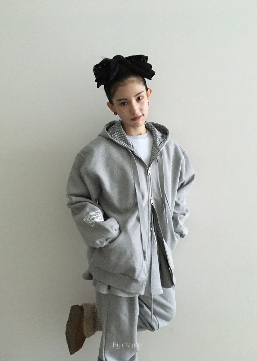 BY CHAPTER韓國代購㊣女士新品推薦真品夾克連帽拉鏈衫格紋BY Chapter夾克