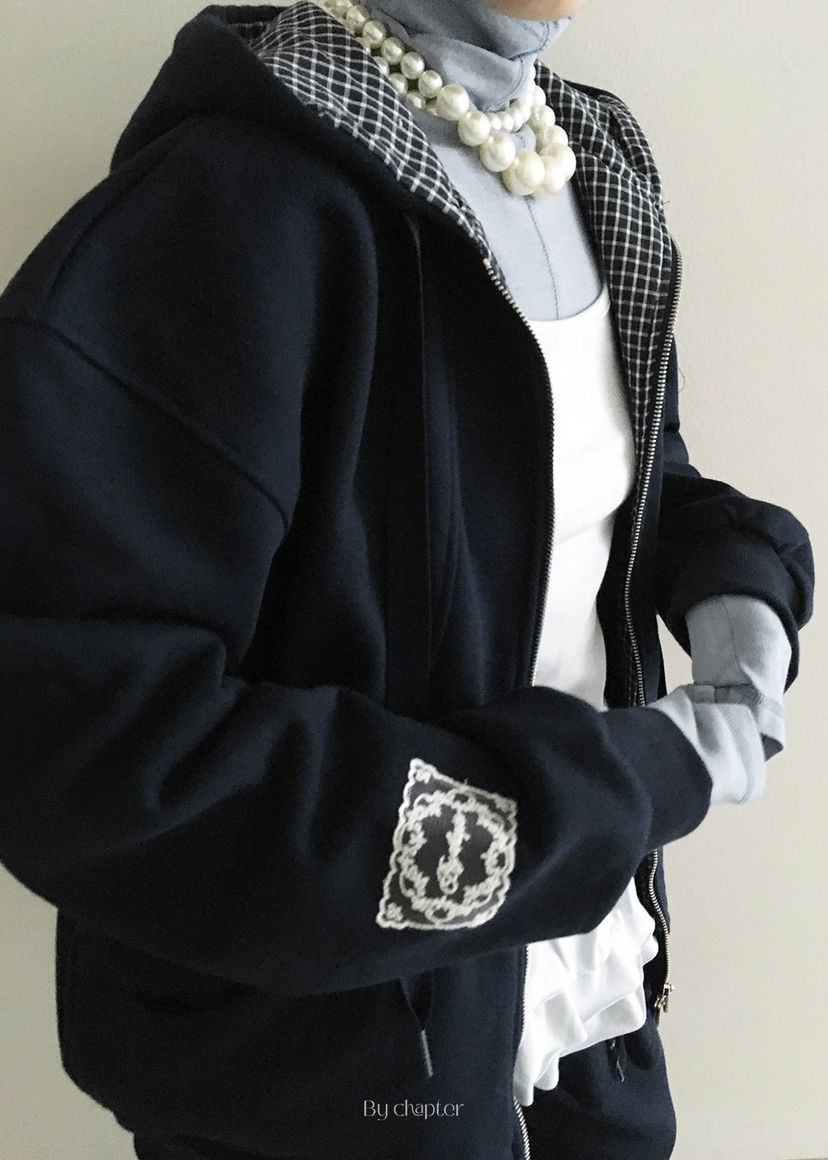 BY CHAPTER韓國代購㊣女士新品推薦真品夾克連帽拉鏈衫格紋BY Chapter夾克