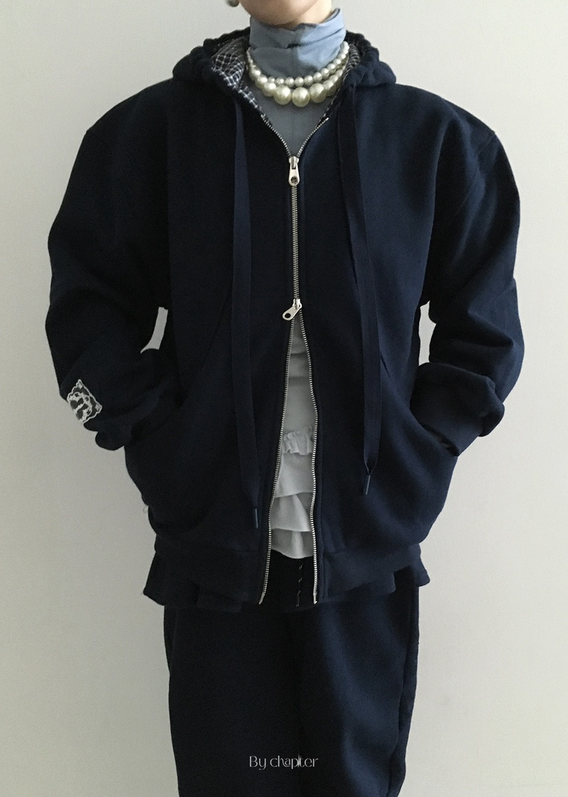 BY CHAPTER韓國代購㊣女士新品推薦真品夾克連帽拉鏈衫格紋BY Chapter夾克圖色2