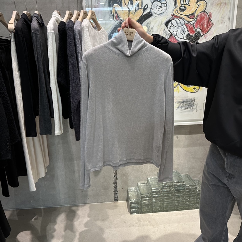 LAMAGIEPIE東大門㊣代購女裝新品熱賣職業真品推薦25秋冬長袖T恤LAMAGIE GREY長袖T恤圖色2