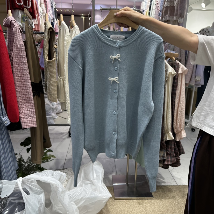 VIRUS韓國直郵㊣女裝新品休閑職業25秋冬熱賣人氣針織衫開衫VIRUS針織衫圖色1