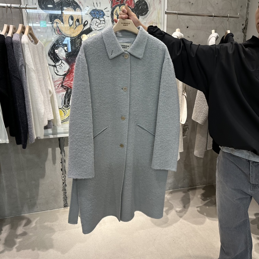 LAMAGIEPIE韓國直郵㊣女士新品職業熱賣真品長款風衣含腰帶LAMAGIE GREY長款風衣圖色2