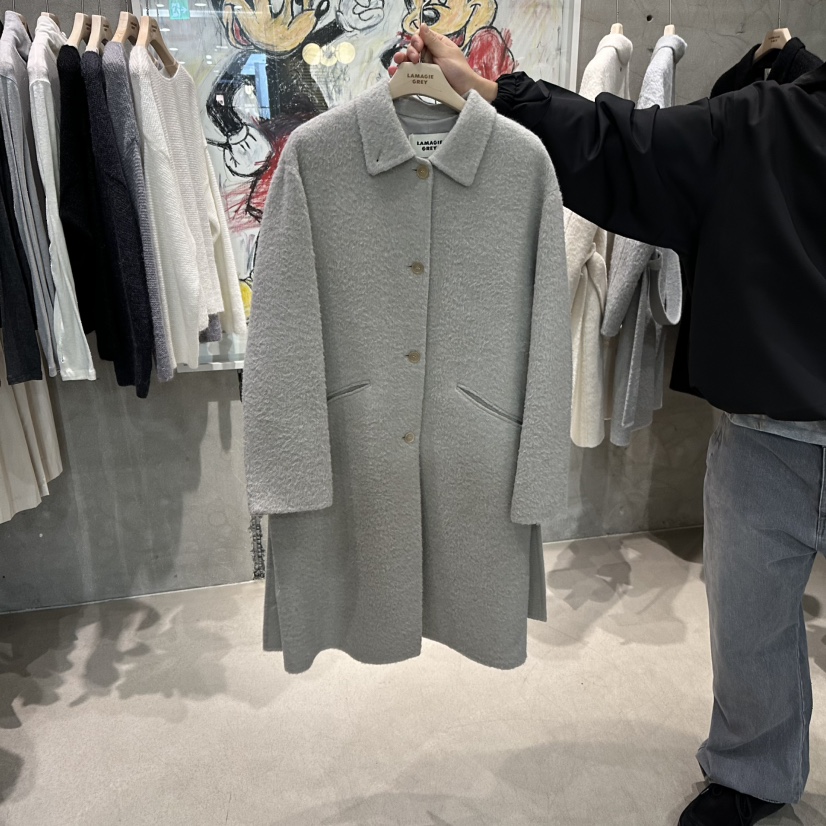 LAMAGIEPIE韓國直郵㊣女士新品職業熱賣真品長款風衣含腰帶LAMAGIE GREY長款風衣圖色3