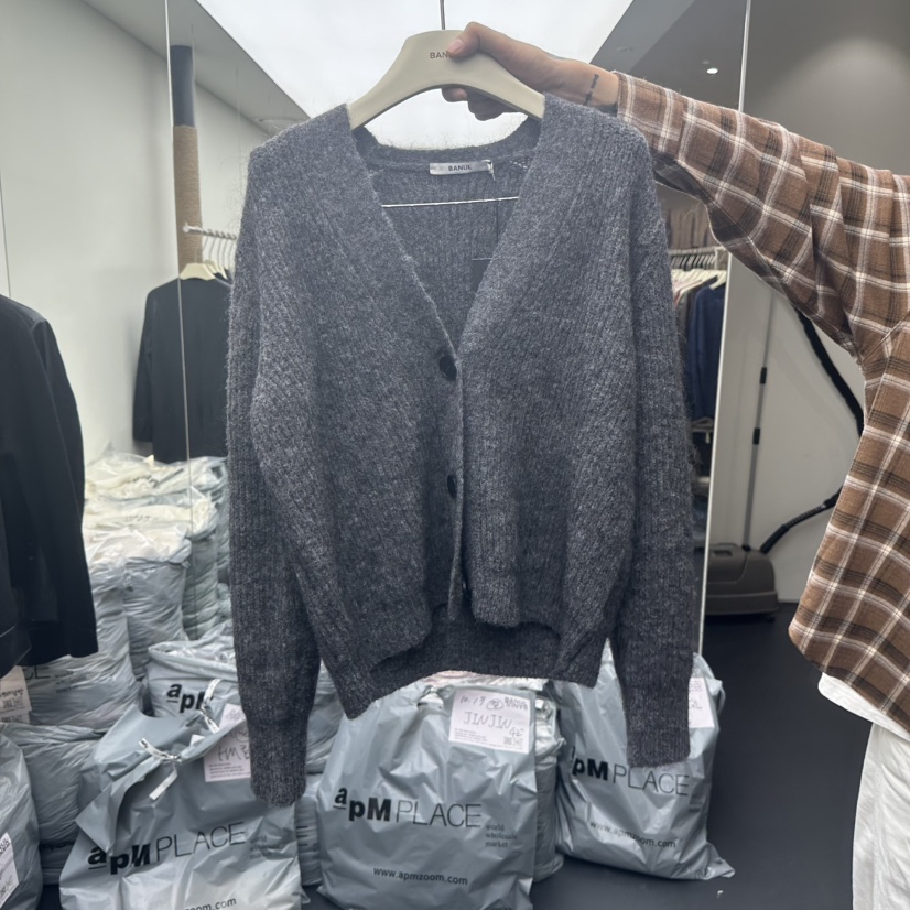 BANUL韓國代購㊣女裝新品人氣25秋冬休閑真品熱賣針織衫開衫BANUL針織衫圖色1