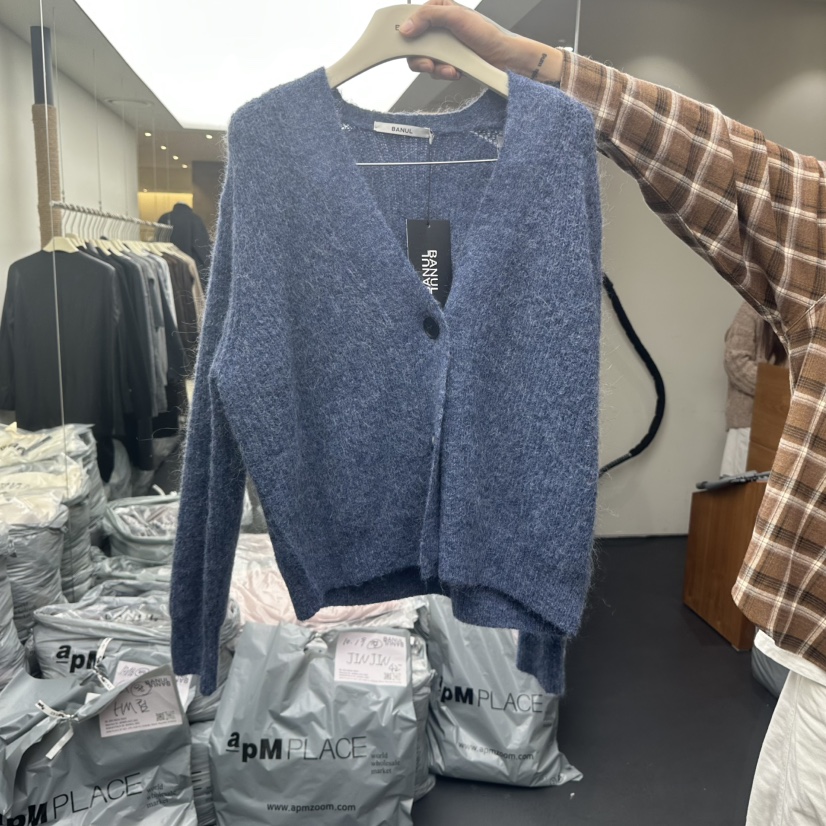 BANUL韓國代購㊣女裝新品人氣25秋冬休閑真品熱賣針織衫開衫BANUL針織衫圖色2