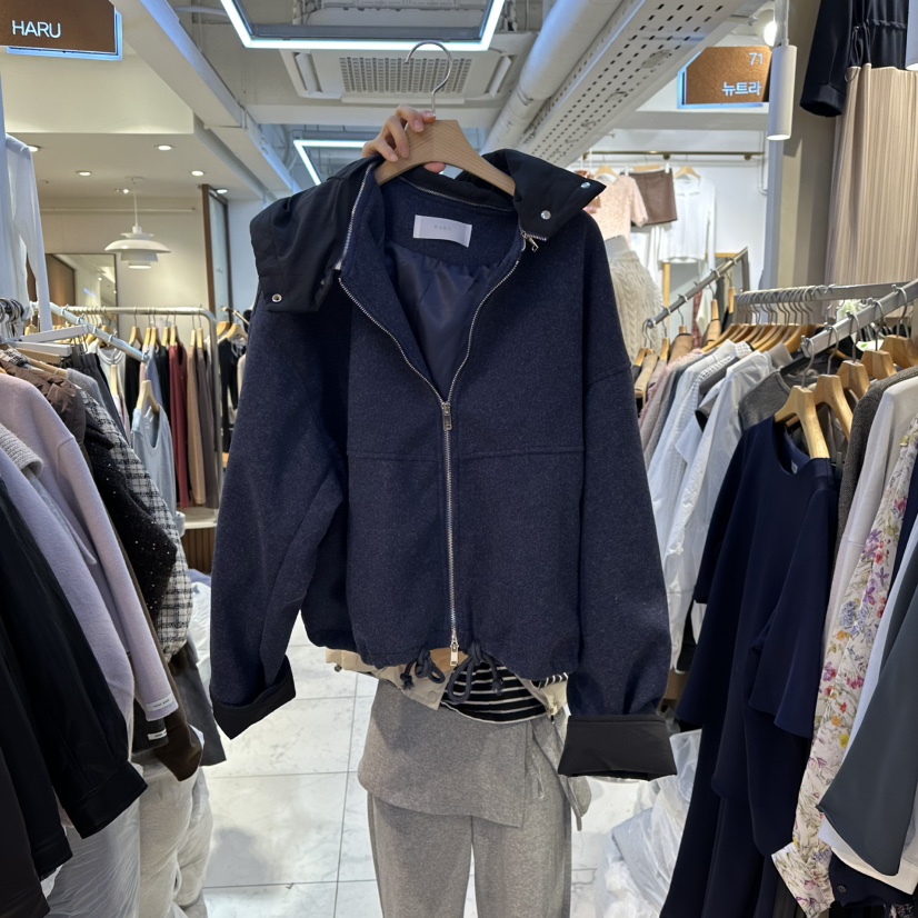 HARU東大門㊣代購女裝新品25秋冬時尚推薦職業熱賣夾克連帽HARU-Q夾克圖色2