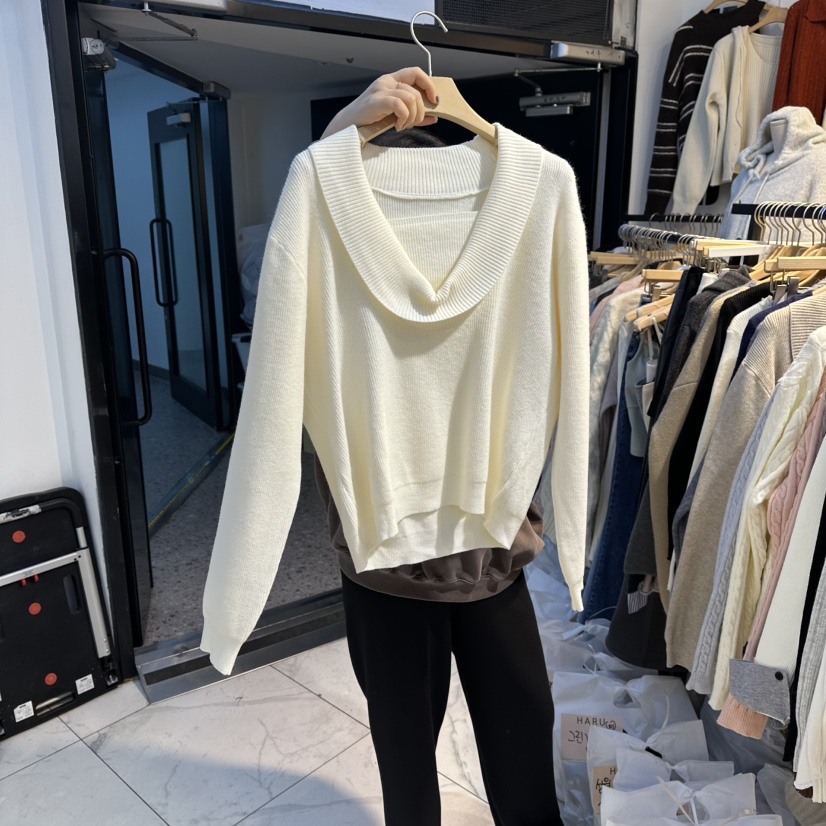 HARU韓國代購㊣女士新品休閑時尚人氣職業真品推薦熱賣針織衫HARU-Q針織衫圖色1白色