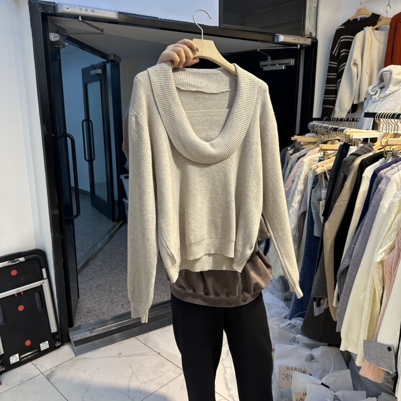HARU韓國代購㊣女士新品休閑時尚人氣職業真品推薦熱賣針織衫HARU-Q針織衫圖色2米色