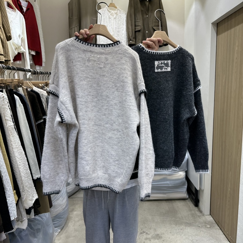 HOLYBANANA東大門㊣直郵女士新品推薦時尚人氣針織衫假兩件groovy.H/HOLYBANANA針織衫