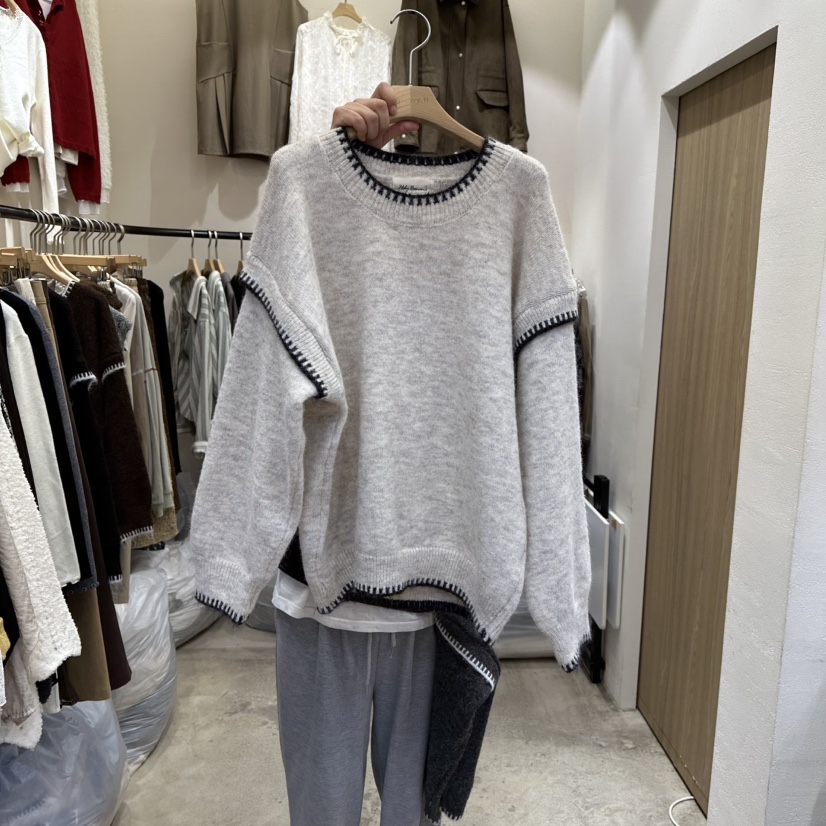 HOLYBANANA東大門㊣直郵女士新品推薦時尚人氣針織衫假兩件groovy.H/HOLYBANANA針織衫