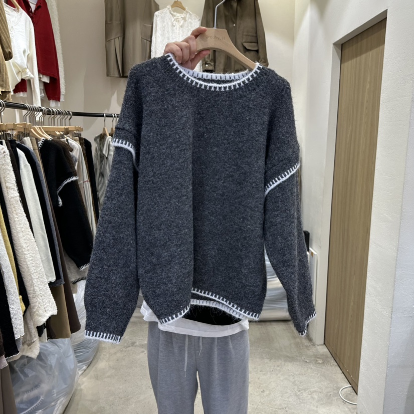 HOLYBANANA東大門㊣直郵女士新品推薦時尚人氣針織衫假兩件groovy.H/HOLYBANANA針織衫圖色2