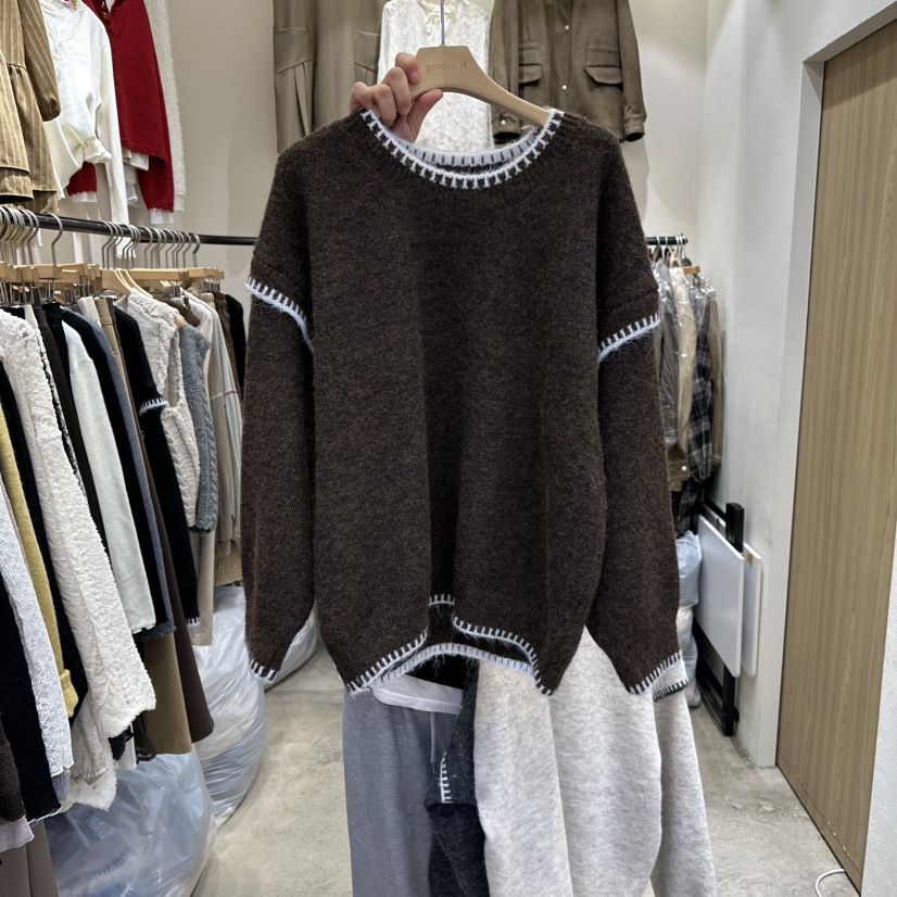 HOLYBANANA東大門㊣直郵女士新品推薦時尚人氣針織衫假兩件groovy.H/HOLYBANANA針織衫圖色3