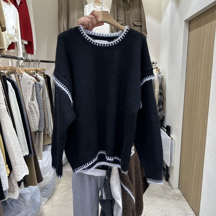 HOLYBANANA東大門㊣直郵女士新品推薦時尚人氣針織衫假兩件groovy.H/HOLYBANANA針織衫圖色4