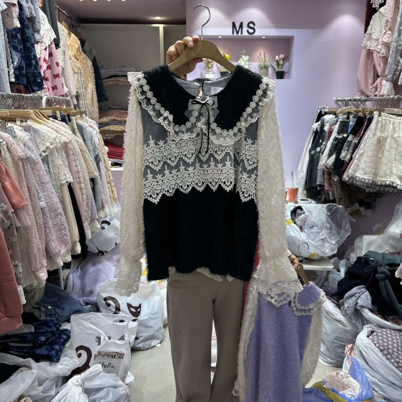 MS東大門㊣直郵女士新品人氣熱賣時尚真品休閑25秋冬襯衫蕾絲衫MS襯衫/蕾絲衫圖色3
