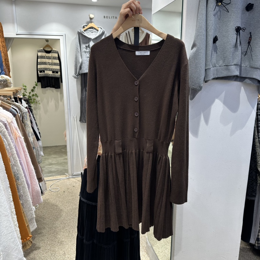 BELITA東大門㊣直郵女裝新款休閑熱賣職業25秋冬連衣裙不含腰帶BELITA連衣裙圖色1