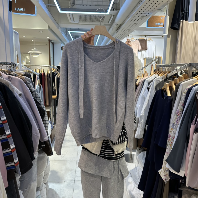 HARU韓國直郵㊣女裝新品25秋冬真品時尚熱賣推薦毛衣含脖帶HARU-Q毛衣圖色3