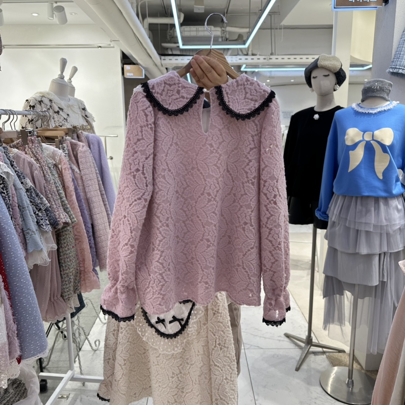 MS韓國代購㊣女士新品休閑熱賣推薦真品時尚職業襯衫蕾絲衫MS襯衫/蕾絲衫