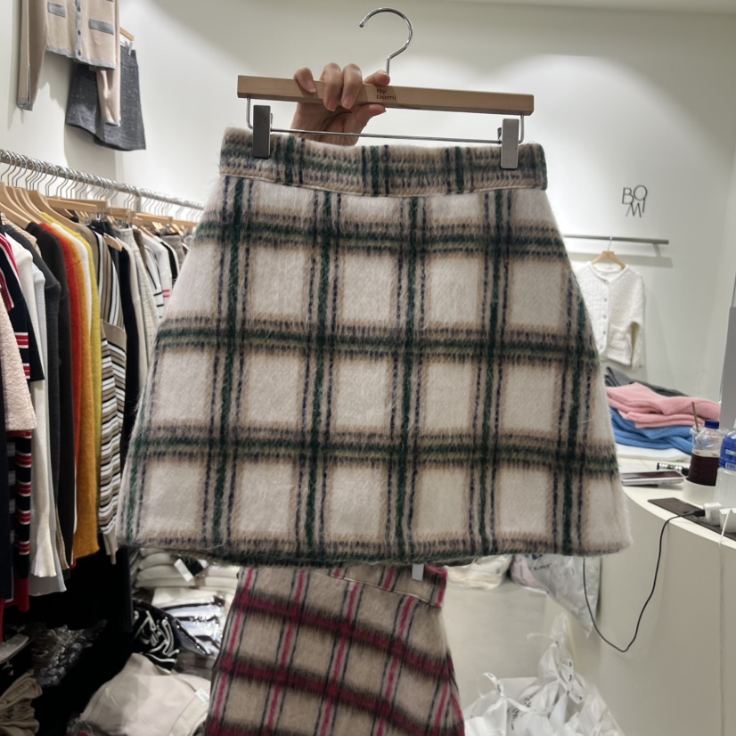 BY BOMI韓國直郵㊣女士新品人氣熱賣推薦時尚職業短裙格紋BY BOMI短裙