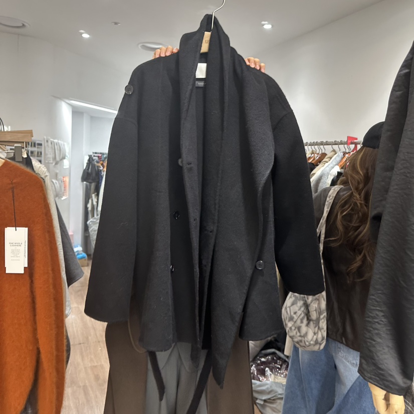 LEWIN東大門㊣代購女士新款推薦短款大衣手工制作含腰帶圍巾LEWIN短款大衣圖色3