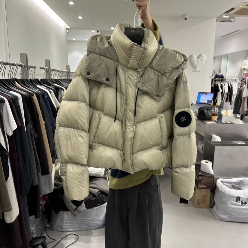DIARRA東大門㊣實拍女裝新款休閑真品25秋冬短款羽絨服連帽絨DIARRA短款羽絨服