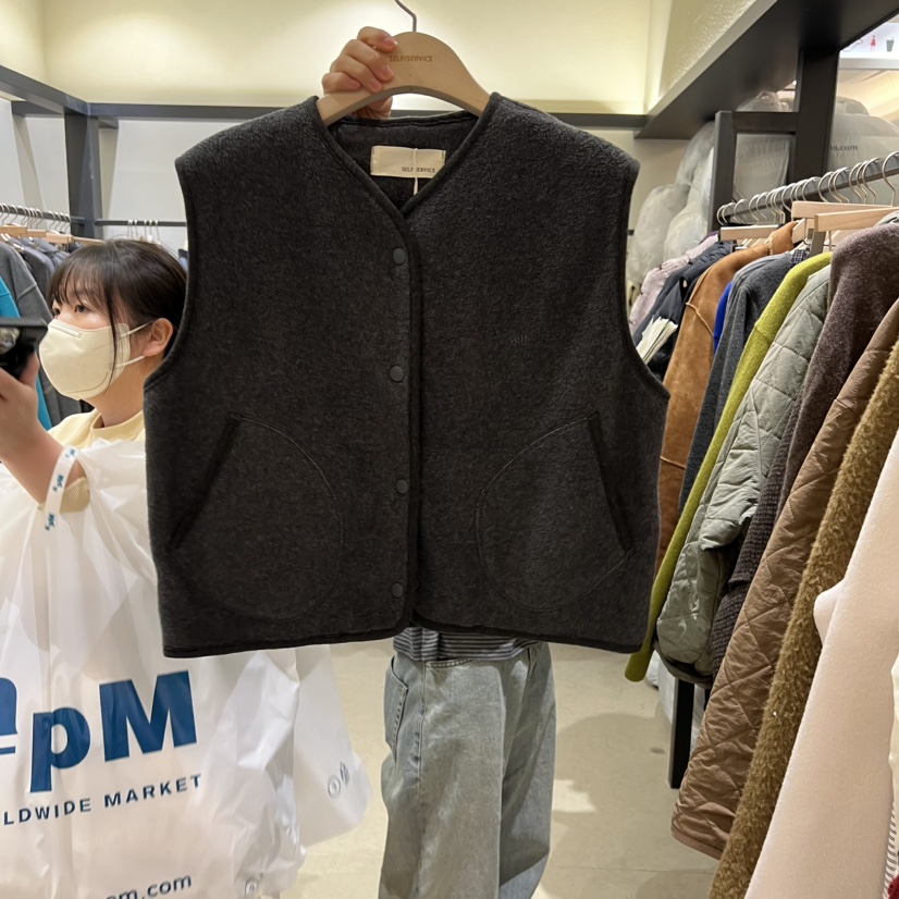 SELF SERVICE東大門㊣直郵女裝新品熱賣休閑推薦時尚馬甲羊毛SELF SERVICE馬甲