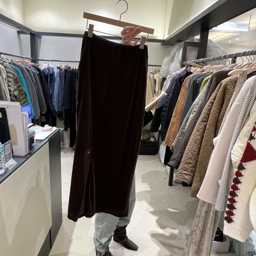 SELF SERVICE韓國代購㊣女士新款25秋冬休閑真品長裙天鵝絨SELF SERVICE長裙