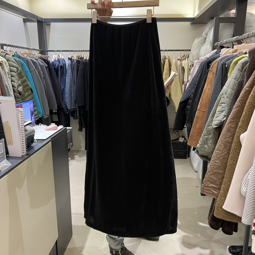 SELF SERVICE韓國代購㊣女士新款25秋冬休閑真品長裙天鵝絨SELF SERVICE長裙圖色2