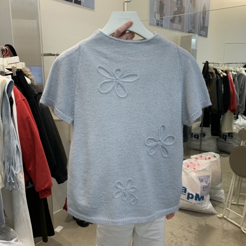 BETTER韓國直郵㊣女裝新品休閑人氣25秋冬職業熱賣針織衫花朵BETTER針織衫